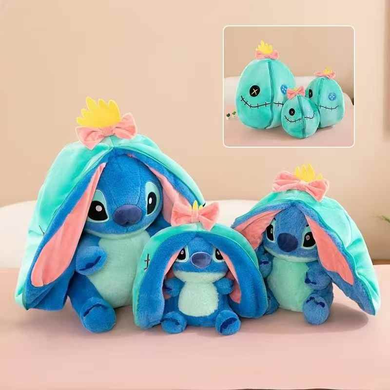 Stitch peluche azul/rosa con trapo 20cm (se cierra como pelota)